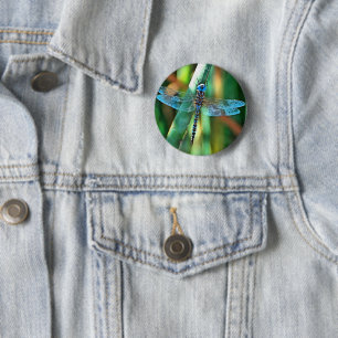 Fantasy Dragonfly In Turquoise and Black 6 Cm Round Badge