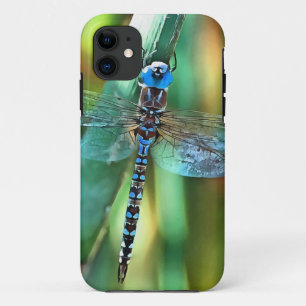 Fantasy Dragonfly In Turquoise and Black iPhone 11 Case
