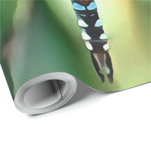 Fantasy Dragonfly In Turquoise and Black Wrapping Paper