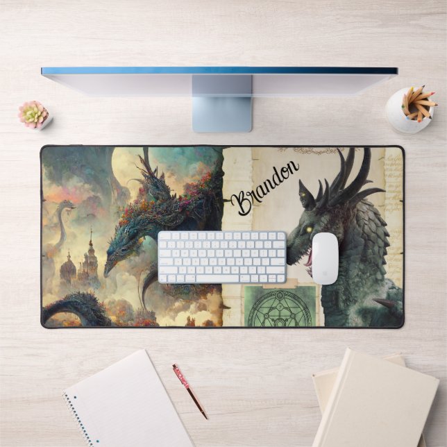Fantasy Dragons Personalised Desk Mat (Office 1)