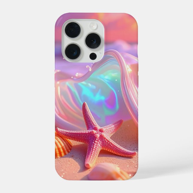 Fantasy Dream Beach With Beautiful Pink Starfish  iPhone Case (Back)