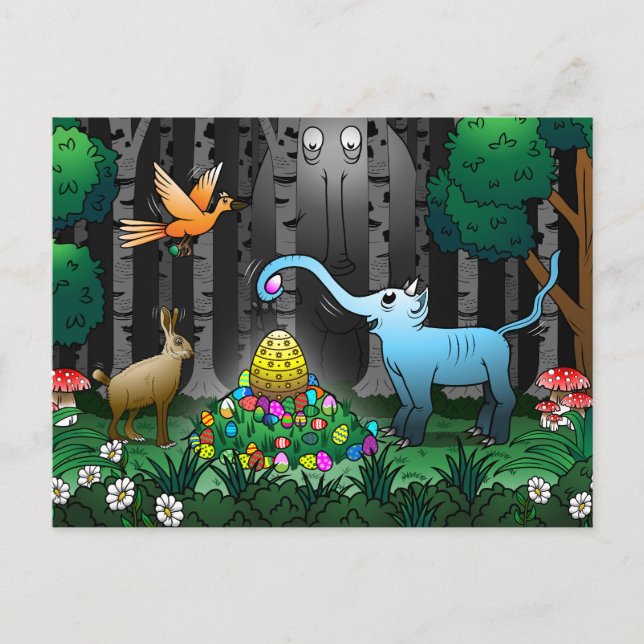 Fantasy Easter Egg Hunt Holiday Postcard (Front)