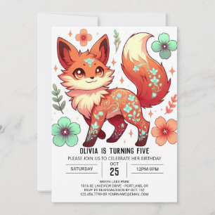Fantasy Editable Fox Digital Birthday Invitation