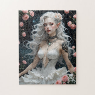 Fantasy Elegance: Elf with Roses Jigsaw Puzzle