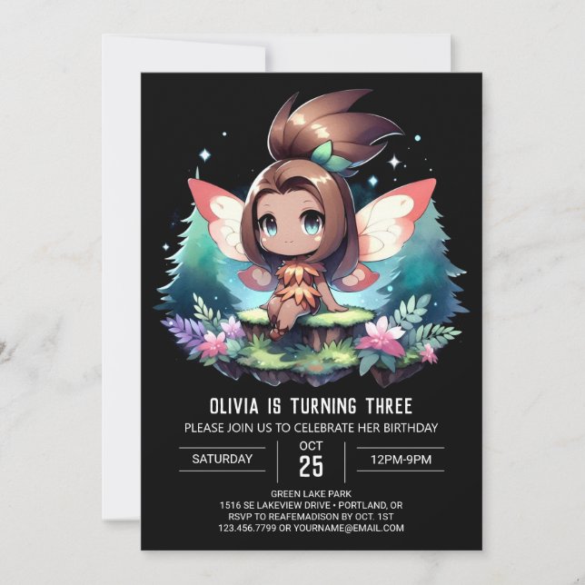 Fantasy Elegant Fairy Birthday Invitation (Front)