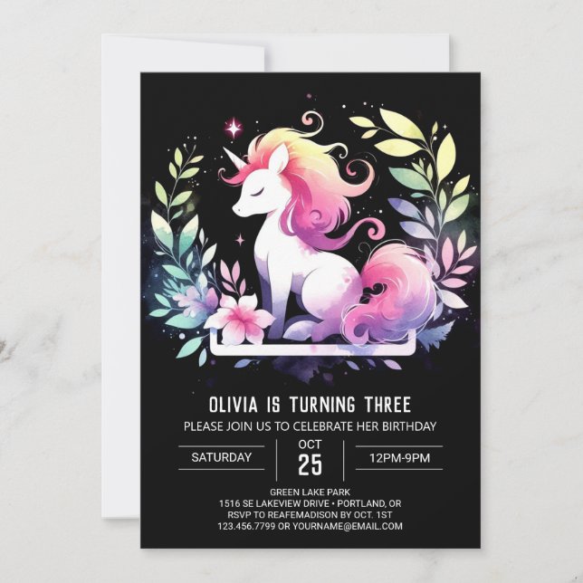 Fantasy Elegant Horse Birthday Invitation (Front)