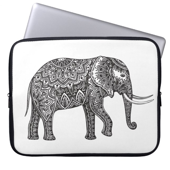 Fantasy Elephant Doodle Laptop Sleeve (Front)