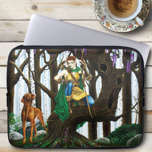 Fantasy Elf Archer Vizsla Dog Enchanted Forest Laptop Sleeve