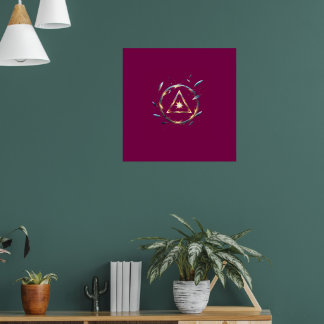 Fantasy Emblem with Floating Blades – Magical Ener Poster