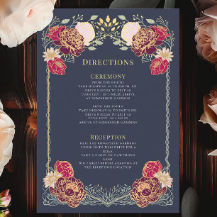 Fantasy Enchanted Floral Garden Wedding Directions Enclosure Card