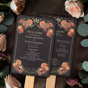 Fantasy Enchanted Floral Garden Wedding Program Hand Fan