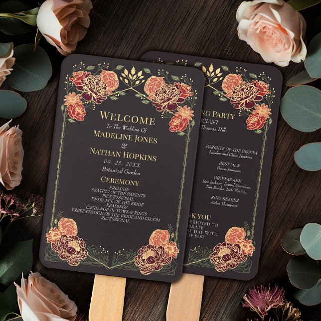 Fantasy Enchanted Floral Garden Wedding Program Hand Fan (Creator Uploaded)