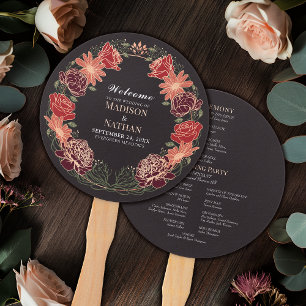 Fantasy Enchanted Floral Garden Wedding Program Hand Fan