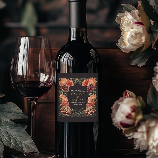 Fantasy Enchanted Floral Garden Wedding  Wine Label (Creator Uploaded)