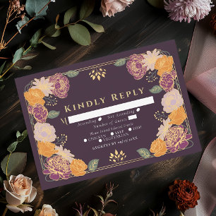 Fantasy Enchanted  Flower Garden Wedding RSVP Card