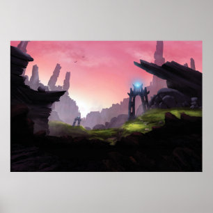 Fantasy epic valley print. poster