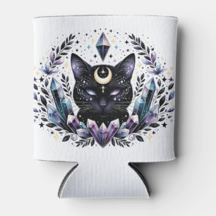 Fantasy Esoteric Crystal Black Cat Can Cooler