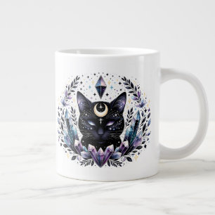 Fantasy Esoteric Crystal Black Cat Large Coffee Mug