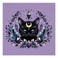 Fantasy Esoteric Crystal Black Cat