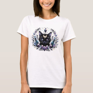 Fantasy Esoteric Crystal Black Cat T-Shirt