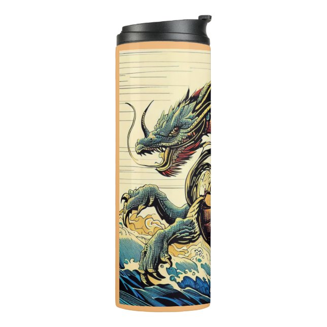 Fantasy European Dragon - Woodcut 4 Thermal Tumbler (Rotated Left)