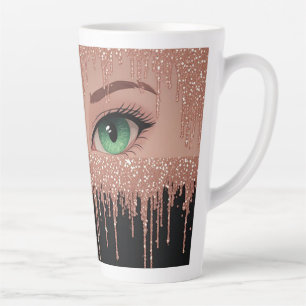 Fantasy Eyes With Rose Gold Dripping Latte Mug