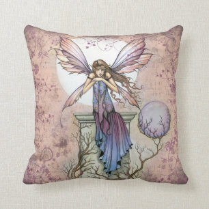 Fantasy Fairy Floral Design Throw Pillow