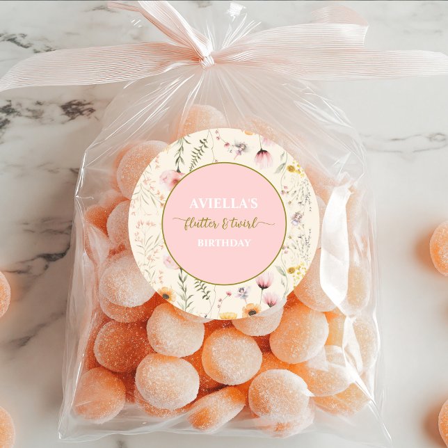 Fantasy Fairy Flutter and Twirl Wildflower  Classic Round Sticker (Creator Uploaded)