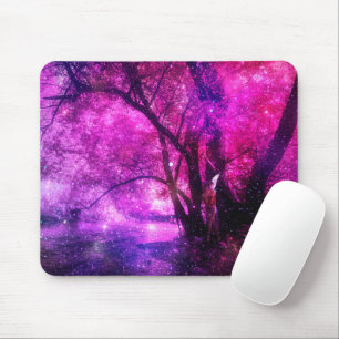 Fantasy fairy hide in pink forest near river mouse pad