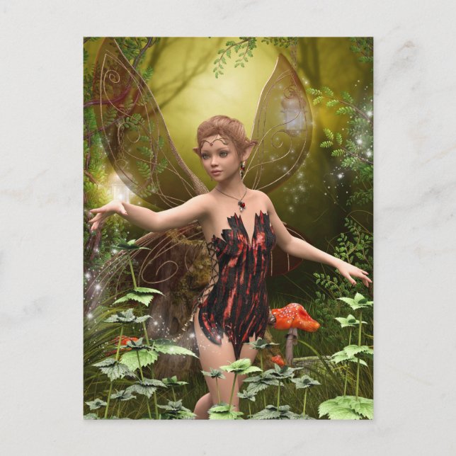 Fantasy Fairy in Red Postcard (Front)