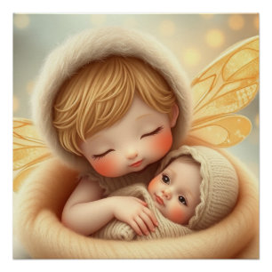 Fantasy Fairy Mother and Baby Art Poster