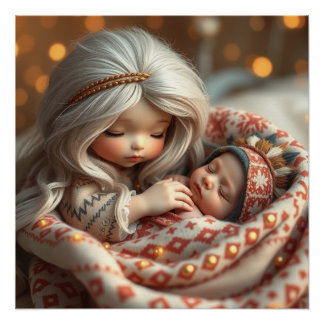 Fantasy Fairy Mother and Baby Art Poster
