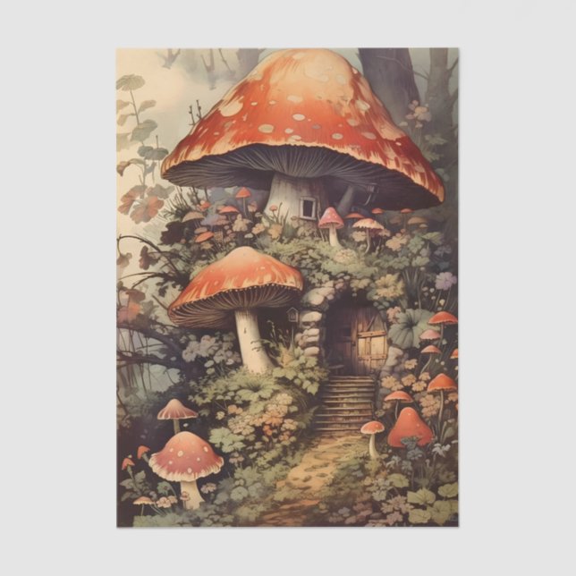 Fantasy Fairy Mushroom Home in the Forest Tissue Paper (Front)