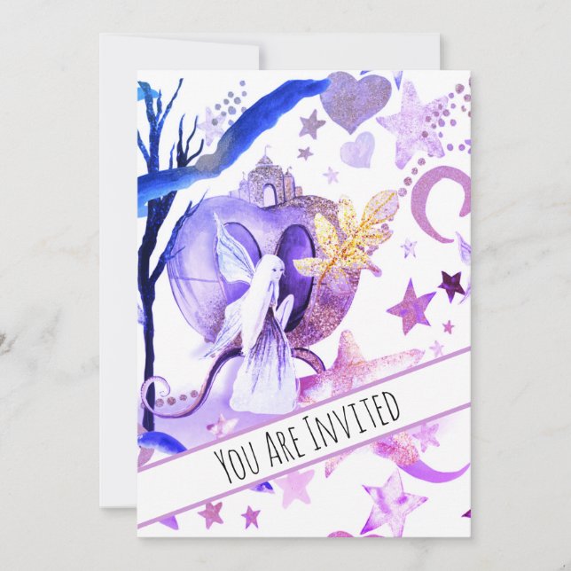 *~* Fantasy Fairy Sky Moon BIRTHDAY Invitation (Front)