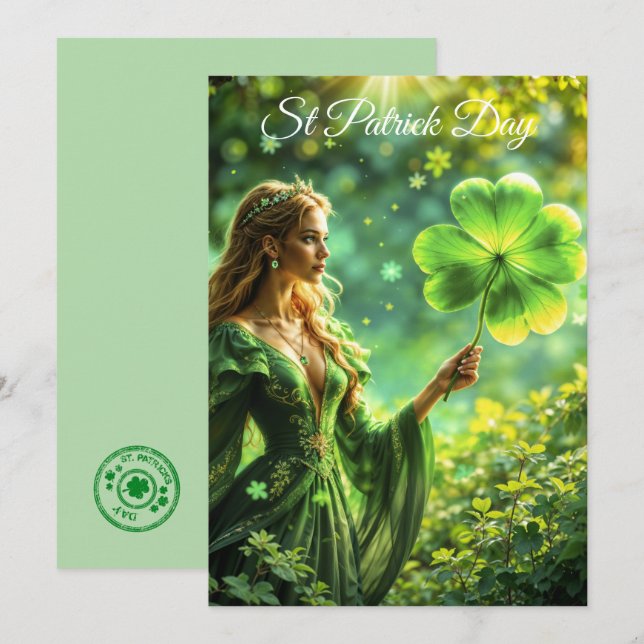 Fantasy fairy St Patrick Day Irish folklore art Invitation (Front/Back)