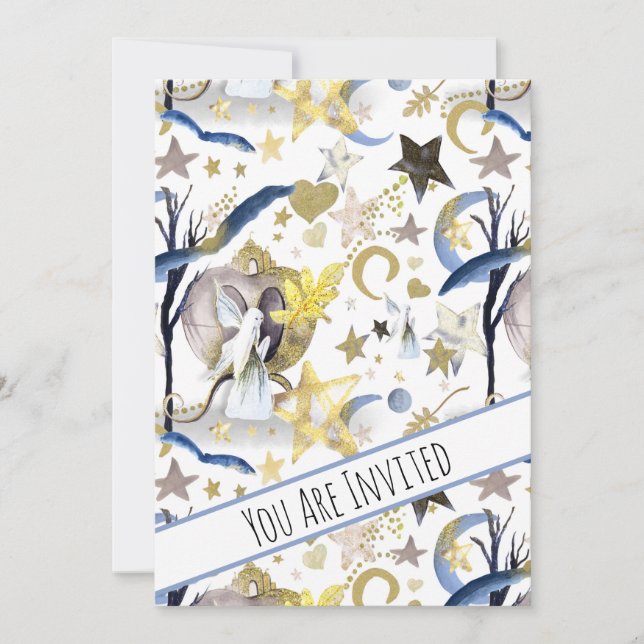 *~ Fantasy Fairy Stars  Baby Shower Invitation (Front)