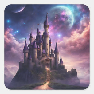 Fantasy Fairy Tale Castle Square Sticker