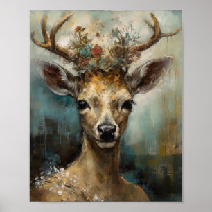 Fantasy Fairy Tale Deer Woman Boho Poster
