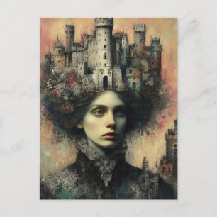 Fantasy Fairy Tale Queen With Castle on Her Head Postcard