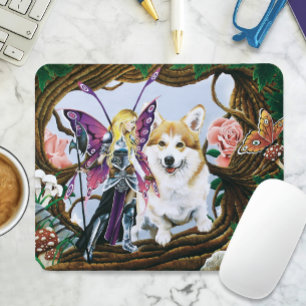 Fantasy Fairy Warrior Corgi Magical Forest Mouse Pad