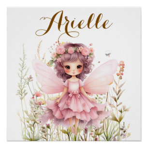 Fantasy Fairy wildflower pastel glossy Poster
