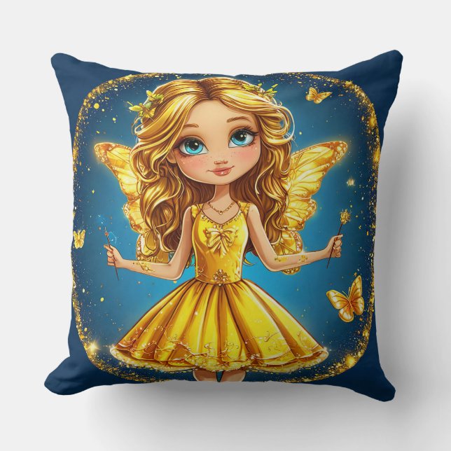 Fantasy Fairy with Glitter Enchanted Room Accent Cushion (Front)