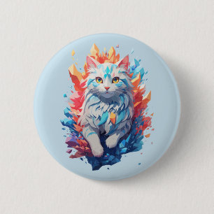 Fantasy Fire and Ice Cat 6 Cm Round Badge