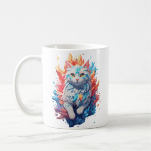 Fantasy Fire and Ice Cat Coffee Mug