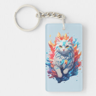 Fantasy Fire and Ice Cat Key Ring