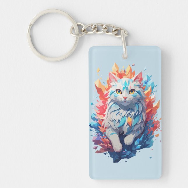 Fantasy Fire and Ice Cat Key Ring (Front)
