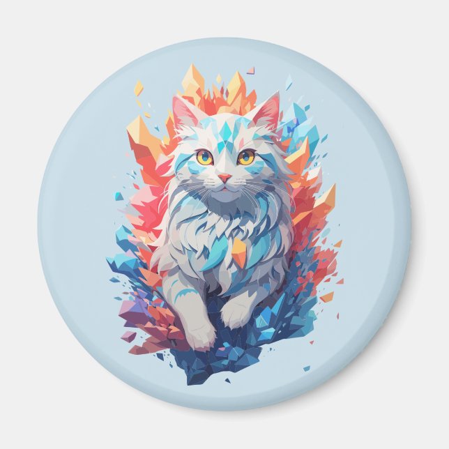 Fantasy Fire and Ice Cat Magnet (Front)