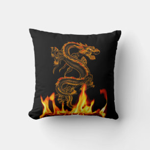 Fantasy Fire Dragon Throw Pillow