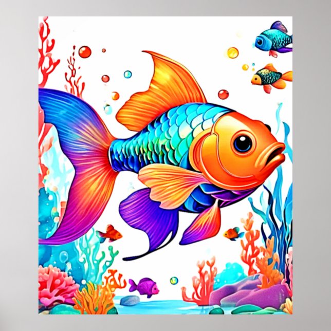 Fantasy Fish Scene Design Poster (Front)