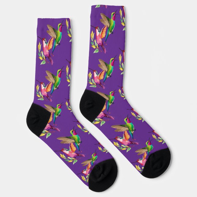 Fantasy Flight of Colourful Hummingbirds Socks (Right)